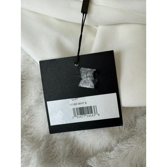 Mac Duggal Ieena FLAWED NWT White Sheath Gown One-Shoulder Bow Slit Dress 8 - Picture 7 of 11